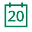Ikon - kalender med siffran 20 | Seiva.
