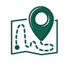 Illustration på en streckad vägbeskrivning | Skicka paket till Tyskland via Fraktera.